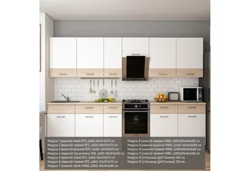 Кухня Лея 3.4 м Білий-Дуб Сонома ДСП