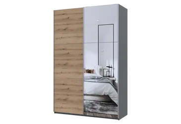 Шкаф купе G-Caiser 160 ДСП, Зеркало Графит, Дуб Евок