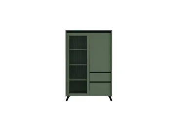 Витрина Лаундж REG1W1D1S1K зеленый дымчатый/черный