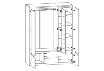 Шкаф платяной SZF2D1L2S Джули